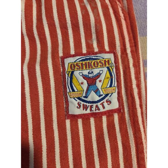 Vtg Osh Kosh Sweats 2T Red White Striped Vestbak Rough Tough 90s 80s Overalls - Picture 7 of 9